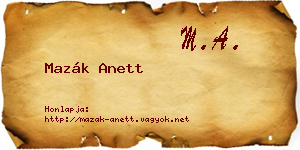 Mazák Anett névjegykártya