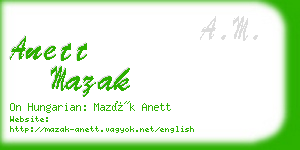 anett mazak business card
